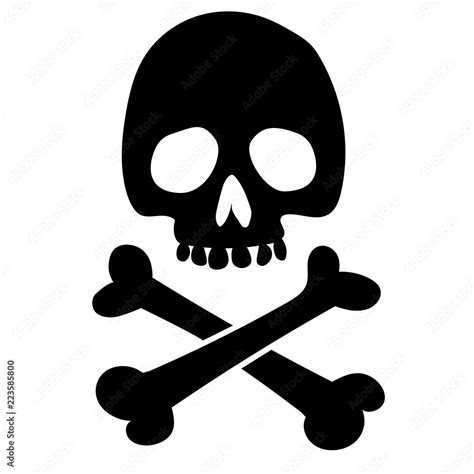 Evil black silhouette skull with crossbones. Pirate flag, jolly Roger ...