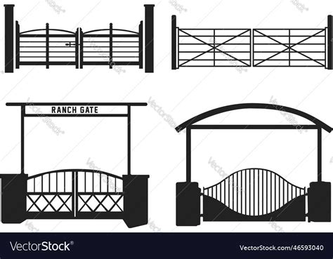 Ranch gate silhouette farm fence Royalty Free Vector Image