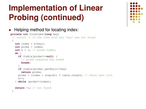 PPT - Implementation of Linear Probing (continued) PowerPoint Presentation - ID:482919