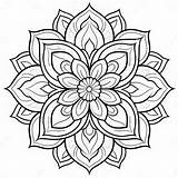 Easy Coloring Mandala Flower Free Printable Patterns Stock  sketch template