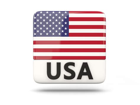 Square icon with ISO code. Illustration of flag of United States of America