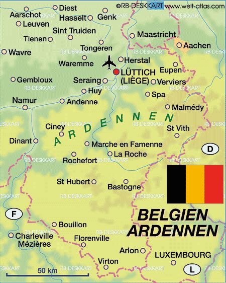 Map of Ardennes (Belgium) - Map in the Atlas of the World - World Atlas