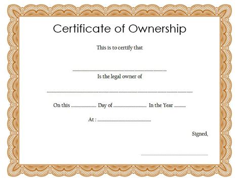 Certificate Of Ownership Template (2) - TEMPLATES EXAMPLE | TEMPLATES ...