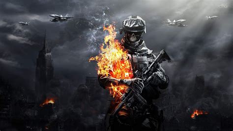 Wallpaper Pc Hd - Battlefield 3 Skull Fire Soldier (#85619) - HD Wallpaper & Backgrounds Download