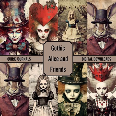 Gothic Alice in Wonderland Digital Printable Paper Pack for Junk ...