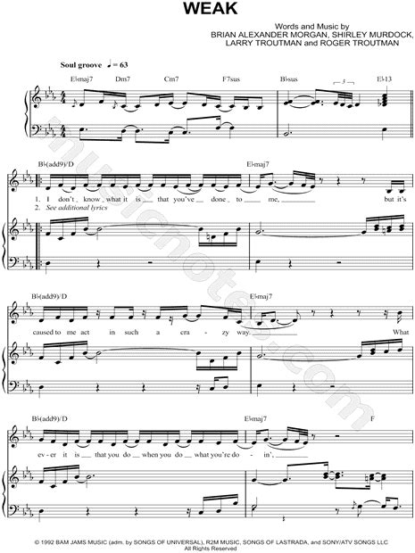 SWV "Weak" Sheet Music in Eb Major (transposable) - Download & Print ...