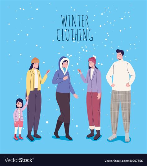 People using winter clothing Royalty Free Vector Image