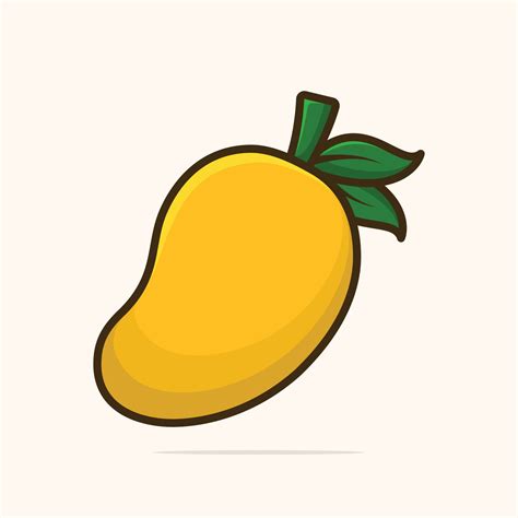 Yellow mango with a leaf cartoon sticker 18907205 Vector Art at Vecteezy