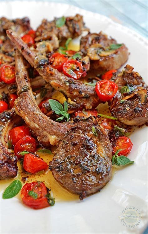 Marinated Greek Lamb Chops with Mushrooms and Tomatoes