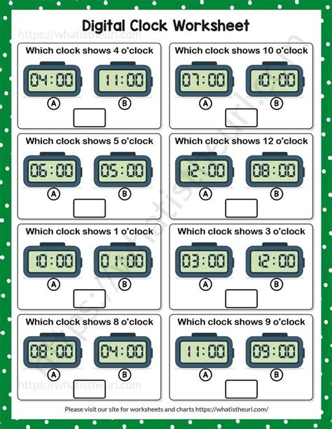 Learn to Read Digital Clock and Find Time Worksheet