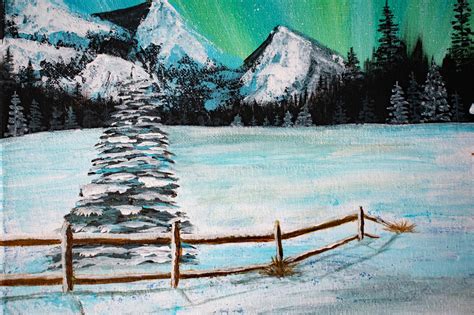 Pittura acrilica di paesaggi montani / invernali | Etsy