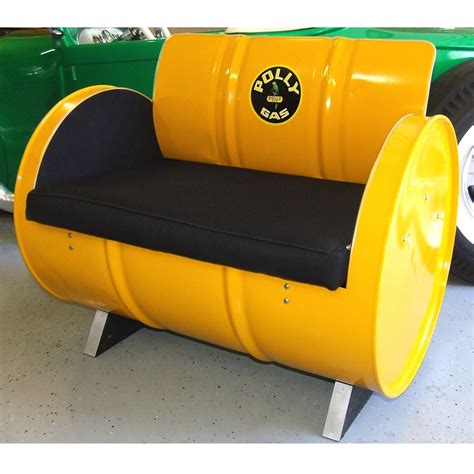 Drum Barrel Yellow Metal Chair | 55 gallon steel drum, Barrel furniture ...