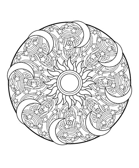 Printable Moon Mandala Coloring Pages