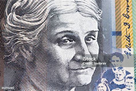 Portrait Of Edith Cowan Australian 50 Dollar Bill Closeup Stock Photo ...