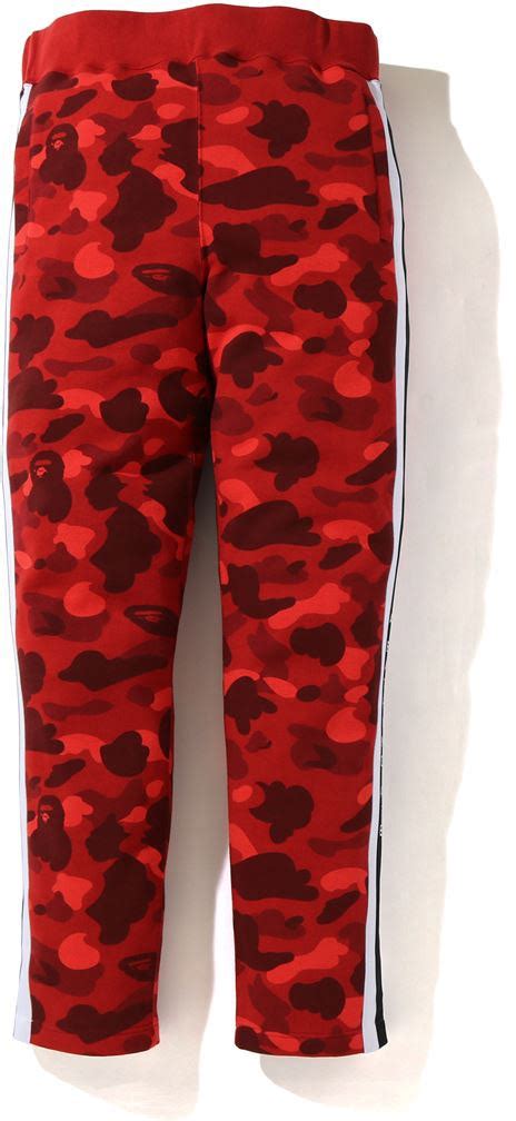 BAPE Color Camo Logo Tape Sweatpants Red - Novelship