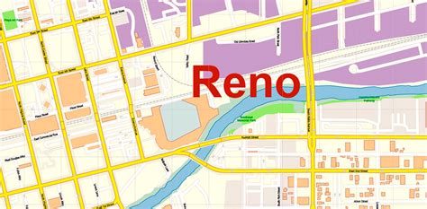 Reno Nevada US Map Vector Exact City Plan High Detailed Street Map editable Adobe Illustrator in ...