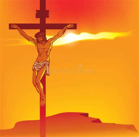 Cartel Con Jesucristo Crucificado En La Cruz Ilustración del Vector - Ilustración de rescate ...