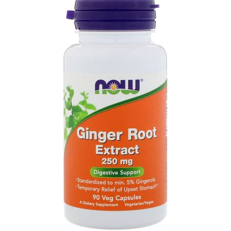 Now Foods, Ginger Root Extract, 250 mg, 90 Veg Capsules | By iHerb