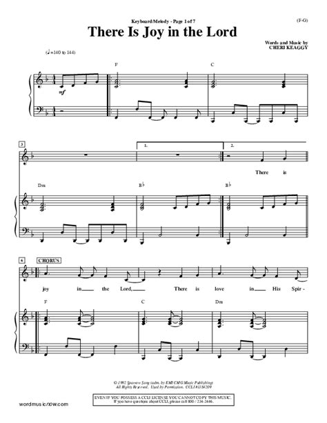 There Is Joy In The Lord Sheet Music PDF (Cheri Keaggy) - PraiseCharts