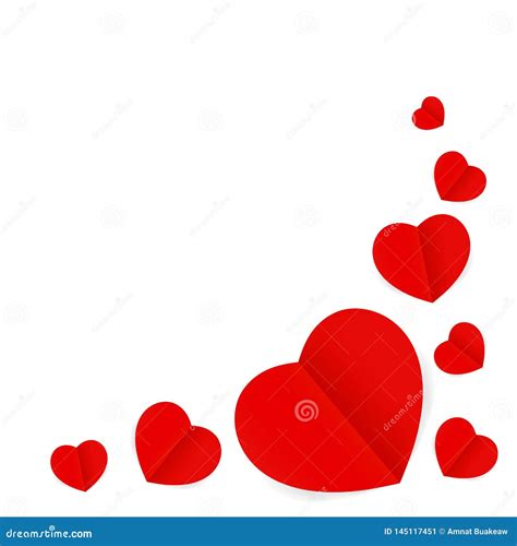 Red Hearts Shape Isolated on White Background, Many Paper Red Heart Shape for Valentines Card ...