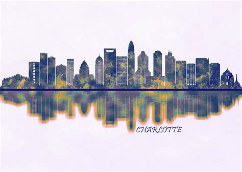 Charlotte Skyline Painting by NextWay Art - Pixels