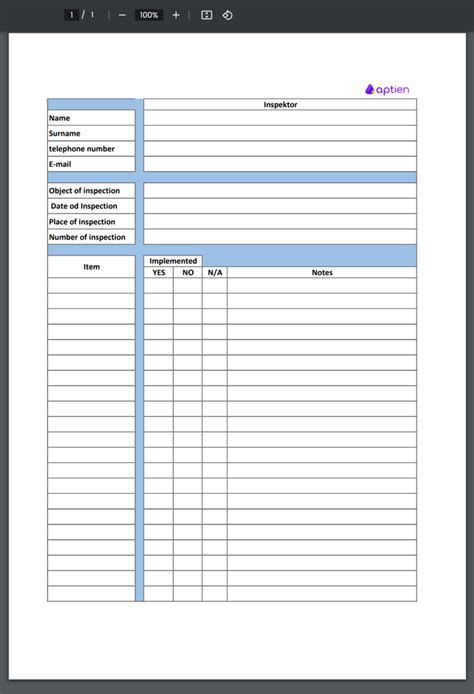 What is inspection checklist | Facility Management | Aptien