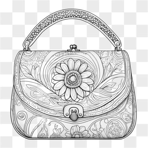 Download Black and White Handbag Drawing with Flowers Sketches Online ...