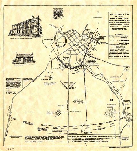 Map of the Battle of Franklin Near Nashville TN Tennessee - American Civil War Photograph by ...