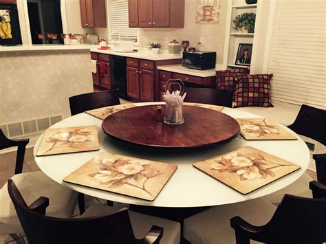 Large Kitchen Wood Lazy Susan For Dining Table up to 60 Inch Diameter