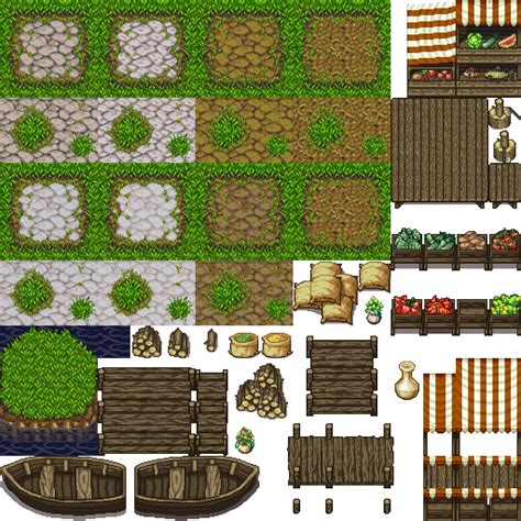 RPG Tiles: Cobble stone paths & town objects | OpenGameArt.org