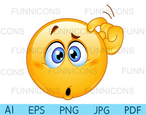 Confused or Thinking Emoji Scratching his Head, Vector clipart stock.