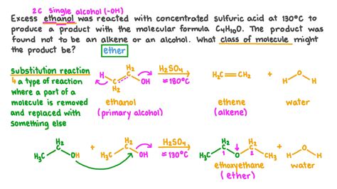 Question Video: Identifying the Class of Molecule of the Product of the Reaction of Ethanol with ...