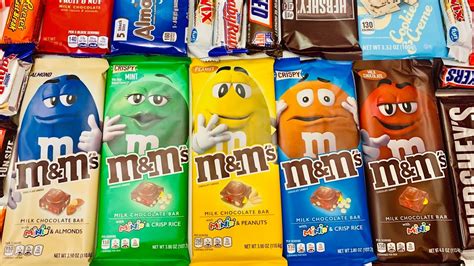 lots of candies|M&M Chocolate Bars: All five flavors - YouTube