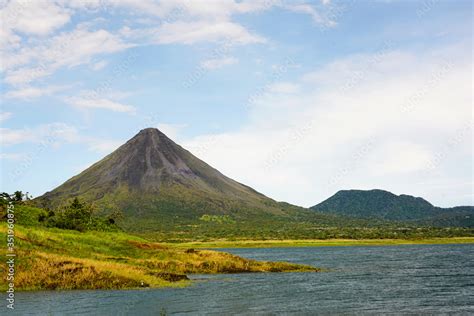 Arenal volcano view from lake Stock Photo | Adobe Stock