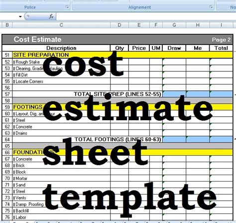 Cost Estimate Template Word Doctemplates - Riset