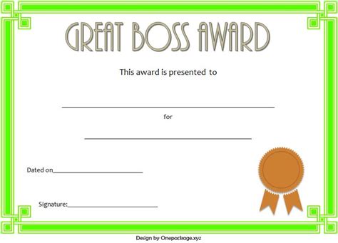 Best Boss Ever Certificate Free Printable (3Rd Design) In regarding ...