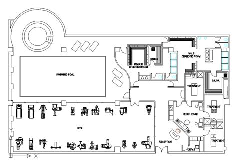 Gym layout plan dwg file - Cadbull