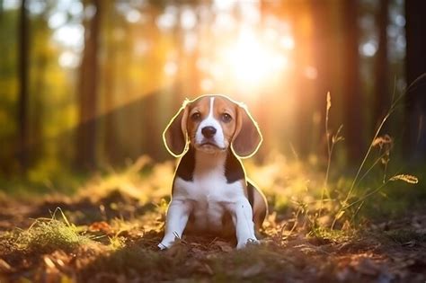 Premium AI Image | Cute Beagle Playing Outdoor And Copy Space