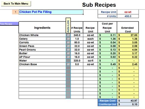 Restaurant Inventory and Menu Costing Workbook/Spreadsheet