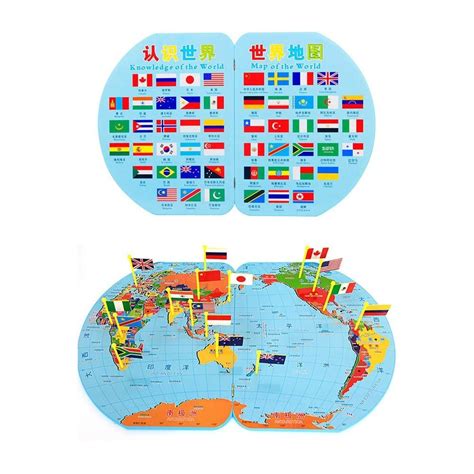 Wooden Map Board Flag Puzzle World Matching Puzzle Toy, Hobbies & Toys ...