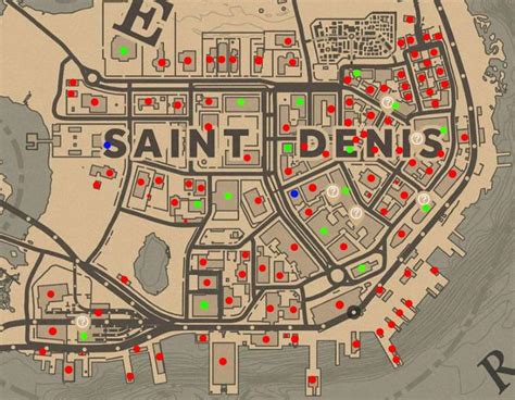 Map Of Accessible Buildings in Saint Denis : RedDeadOnline