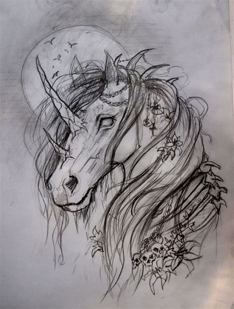 a drawing of a horse with long manes and flowers on it's head