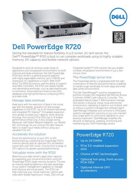 Dell PowerEdge R720 Spec Sheet | PDF | Solid State Drive | Computer Engineering