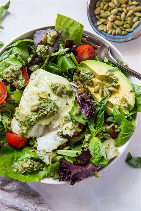 Cod Salad with Basil-Walnut Pesto (Keto, Low-FODMAP) - The Roasted Root