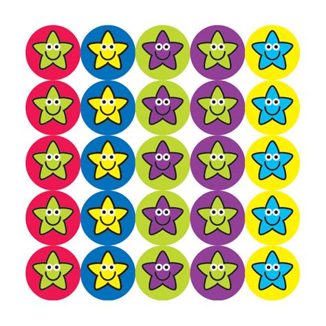 Mini Smiley Star Stickers - The Sticker Factory