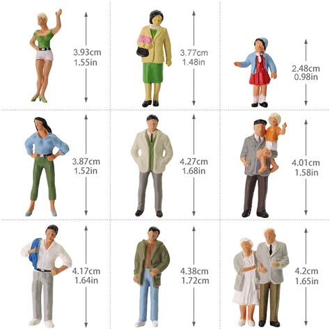 30pcs O Gauge People 1:43 Scale Painted Standing Figure Different Poses ...