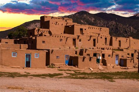 Adobe Houses In The Pueblo Of Taos, New Mexico, USA. Stock Image - Image of destination ...