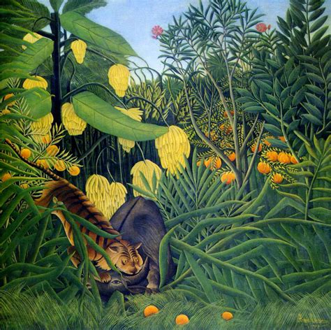 Henri Rousseau: Fight between a tiger and a buffalo (1908) | Henri rousseau paintings, Jungle ...