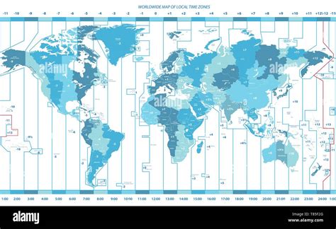 color worldwide vector map of local time zones Stock Vector Image & Art - Alamy