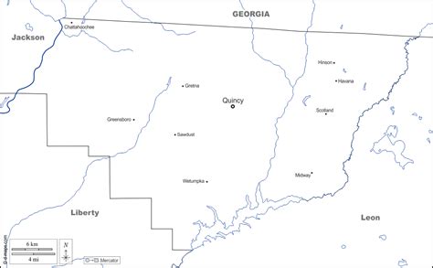 Gadsden County free map, free blank map, free outline map, free base ...